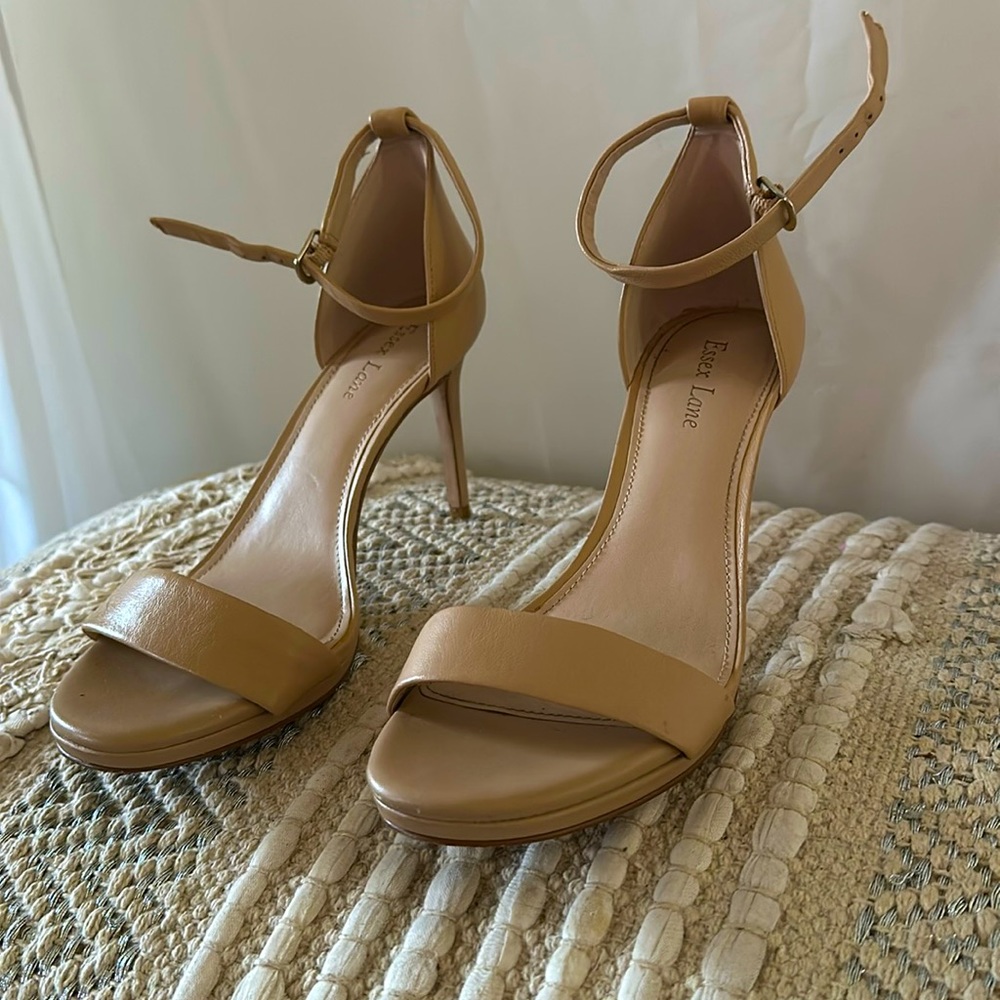 Essex Lane, Tan ankle strap stilleto sandal
